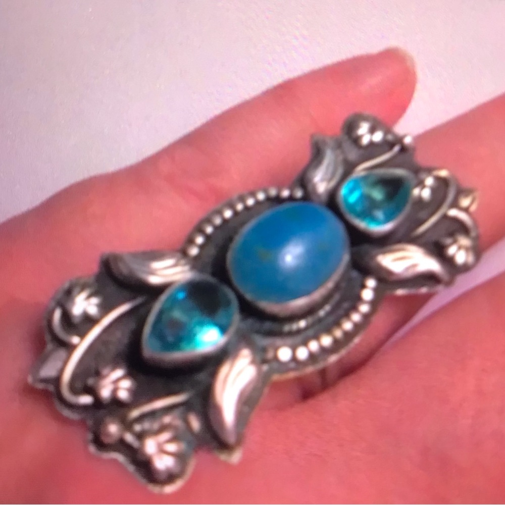 Chalcedony Blue Topaz 925 Stamped Sterling Silver Ring